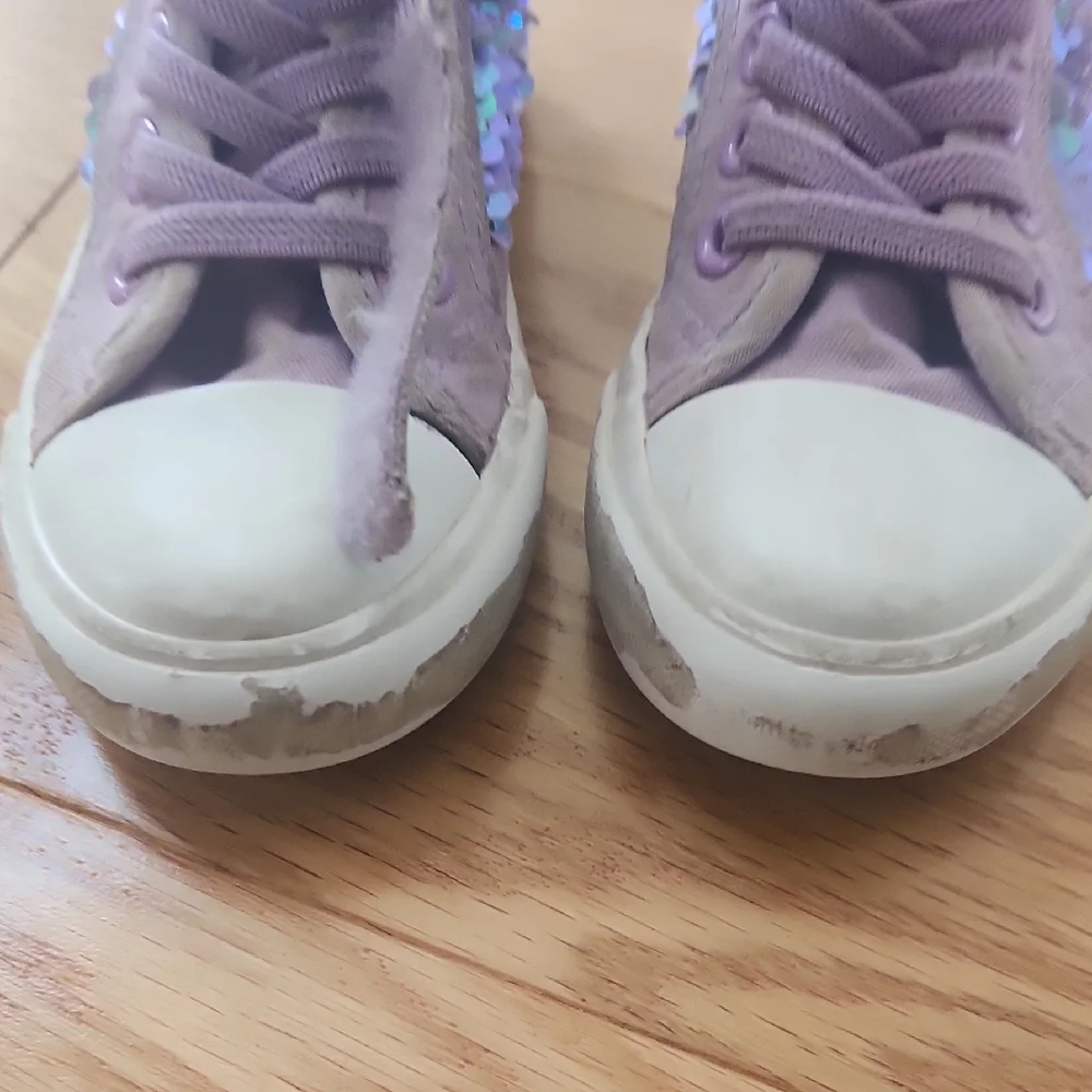 Toddler Lavender Sequin High Top Sneakers Size 7 - Picture 13 of 17